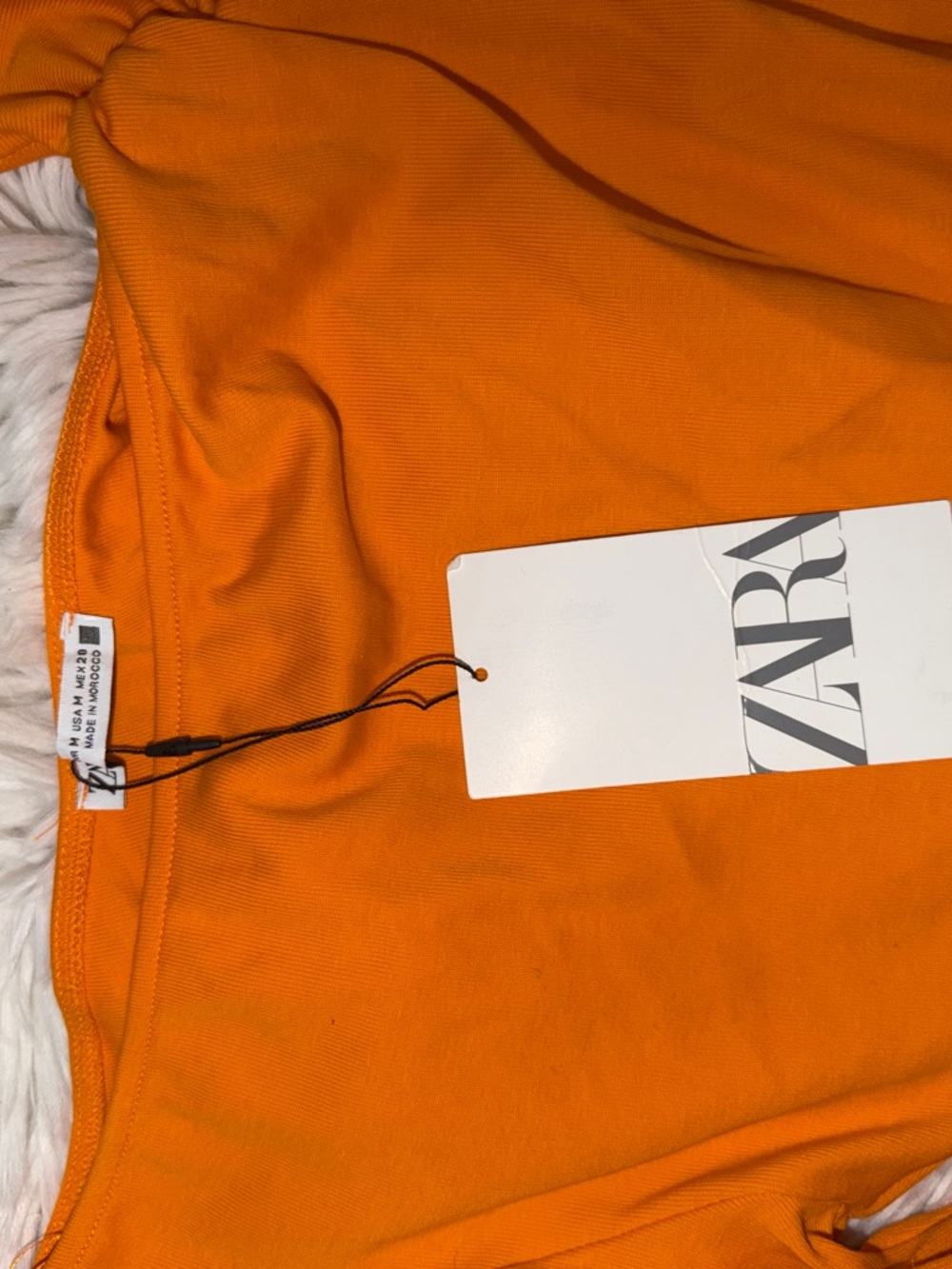 Zara Orange Ribbed Sleeveless Top
